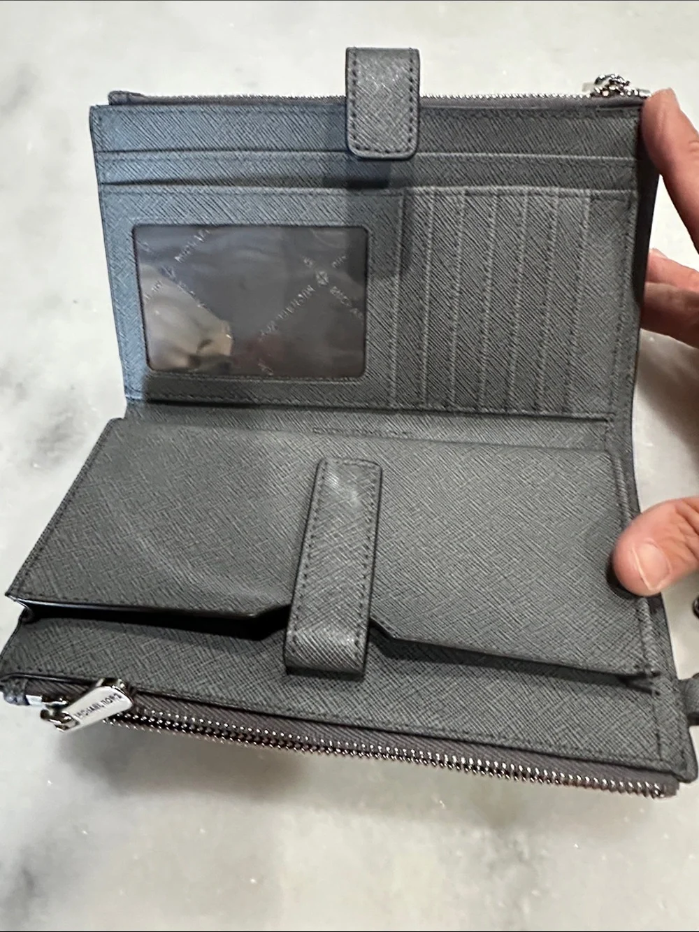 Michael Kors Gray Saffiano Wristlet Wallet